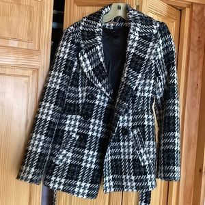 Black and white jacket with belt